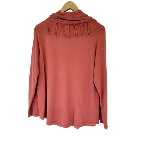 Style & Co Fringed Cowl Neck Sweater Copper Rose Women Petite Large PL Soft Cozy - Picture 6 of 11